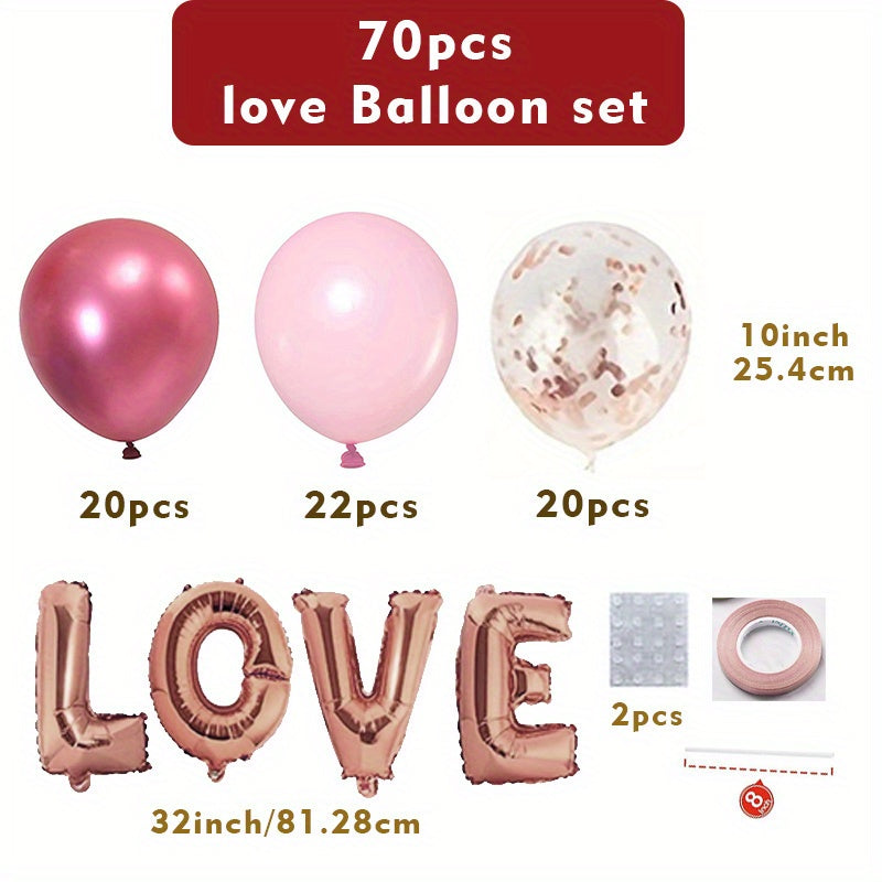 70-Piece Love Balloon Foil Set for Wedding & Themed Parties
