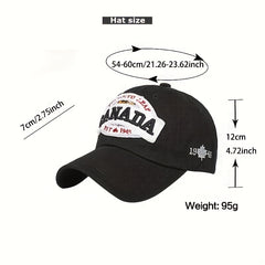 Adjustable Mens Peaked Cap w/ Maple Leaf Embroidery for Outdoor Activities