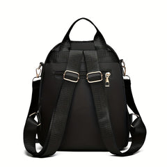 Nylon Backpack Purse Solid Travel Schoolbag Women's Two way Shoulder Bag