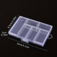 Portable Transparent Jewelry Storage Box 6 Grids for Travel and Makeup