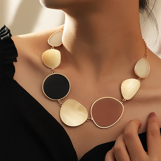 Minimalist Asymmetrical Colorblock Necklace Exaggerated Geometric Creativity
