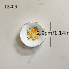 Dollhouse Ceramic Plate with Natural Pattern - Kitchen Props