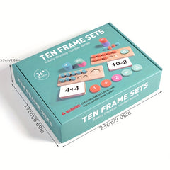 Wooden Ten Frame Math Learning Kit Counting Toy Early Education