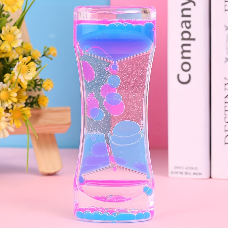 Colorful Acrylic Liquid Sand Timer with Vibrant Bubbles