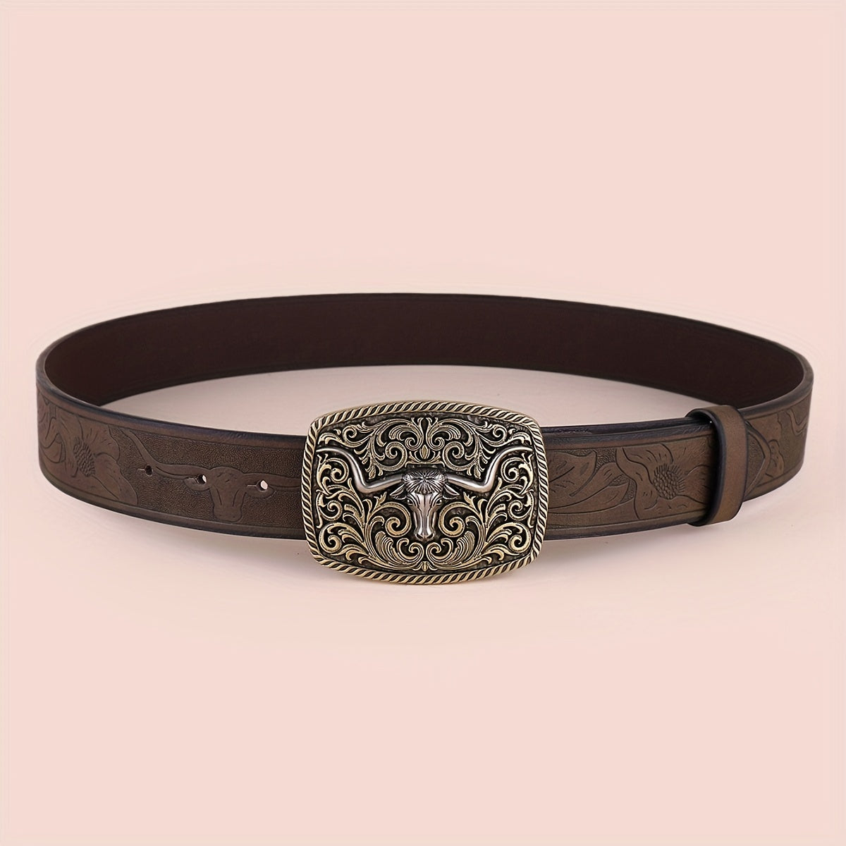 Men's Western Cowboy Embossed Leather Belt