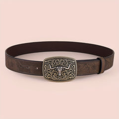 Men's Western Cowboy Embossed Leather Belt