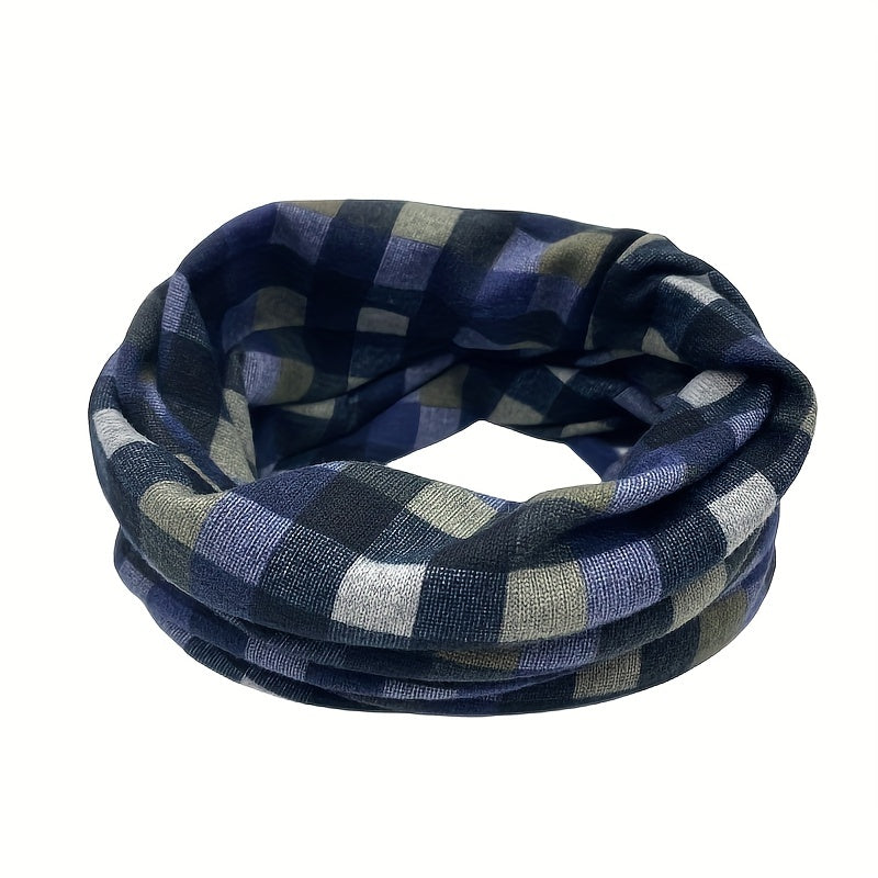 Plaid Casual Beanie Turban Cap Headband Neck Gaiter Lightweight Skull Hat