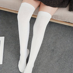 Ribbed Thigh High Socks for Women