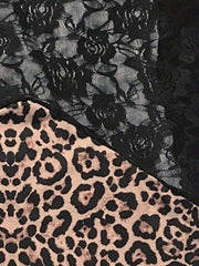 Leopard Lace Nightdress Deep V Backless Sleep Dress