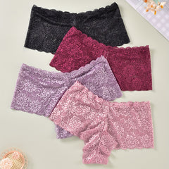 4 Pack Plus Size Romantic Lace Briefs Set