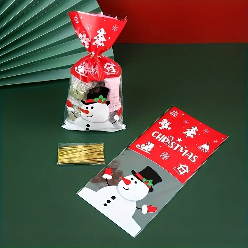 50Pcs Christmas Gift Bags Holiday Decorations Candy Packaging Bags