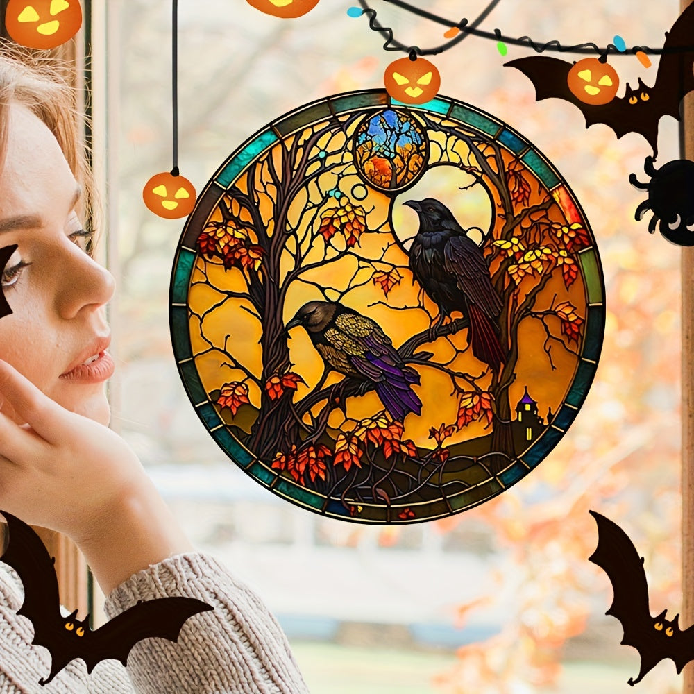 Halloween PVC Window Sticker Double sided Pumpkin Castle Cat Birds Decor