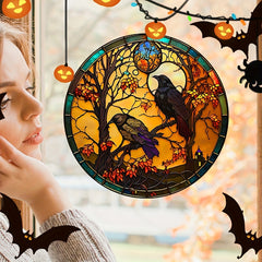 Halloween PVC Window Sticker Double sided Pumpkin Castle Cat Birds Decor