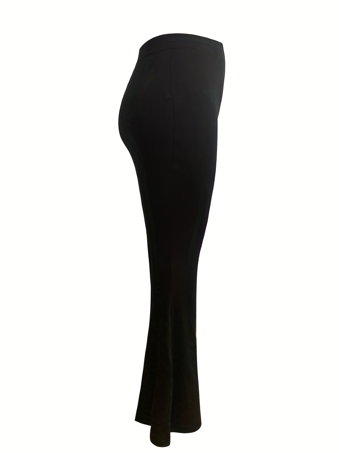  Solid High Rise Flared Leg Trousers