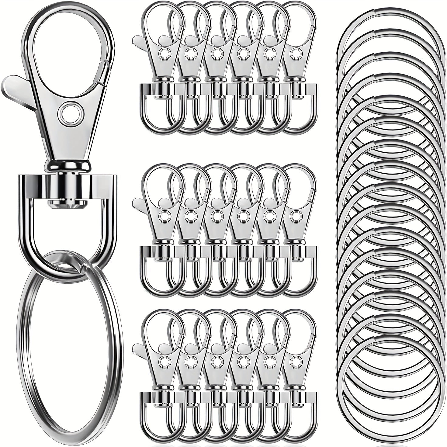 20Pcs Metal Swivel Snap Hook Key Rings for Keychain Making Crafts