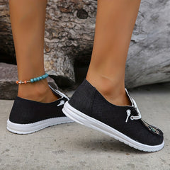Women's Printed Canvas Lace Up Shoes Lightweight Low Top Sneakers