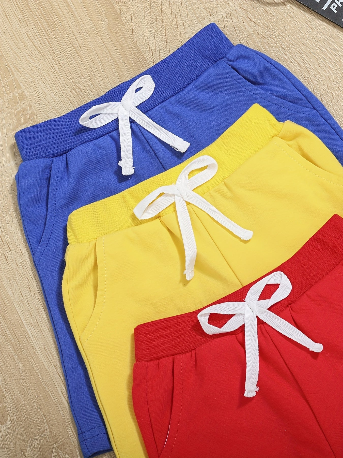 3pcs Boys Grey Drawstring Quick Dry Shorts