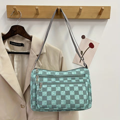 Checkerboard Crossbody Bag Nylon Shoulder Bag