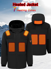 Men's Smart Heating Detachable Hooded Jacket Windproof Warm Outdoor Coat