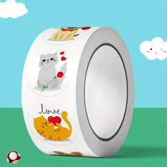 500pcs Lover Cat Gift Decoration Sticker - Office Stationery Adhesive Label