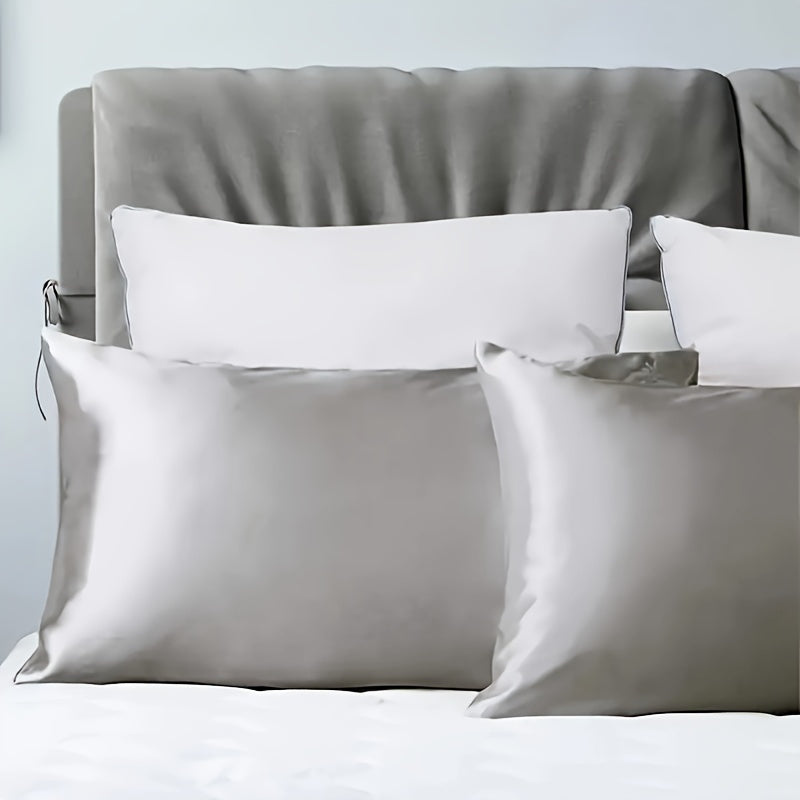 2pcs Ice Silk Face Pillowcase Solid Color Single Pillowcase RV Holiday Bedding