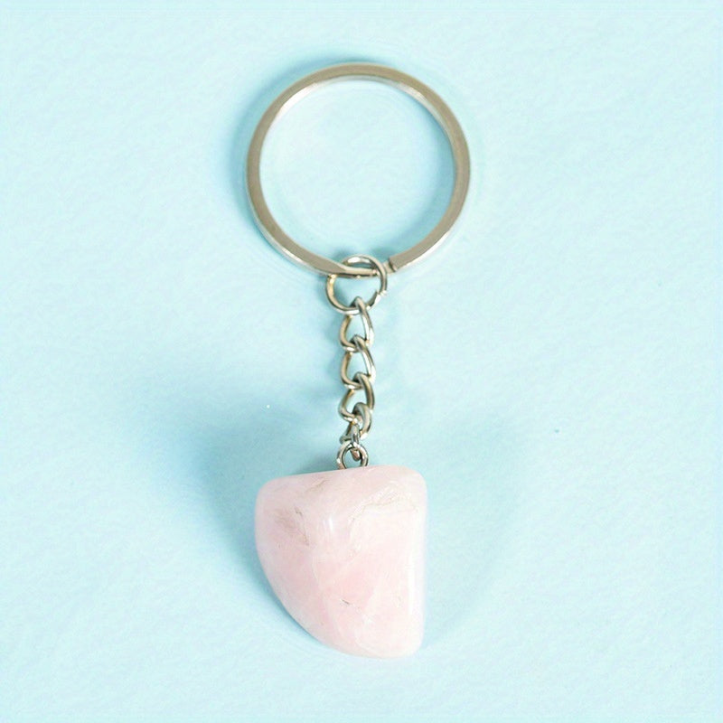 Natural Stone Healing Crystal Agate Keychain Pendant Bag Buckle Key Chain
