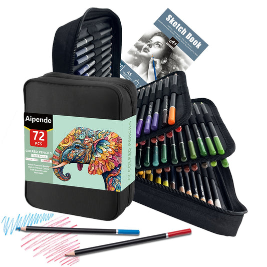 72 Colored Pencils for Adult Coloring Books - Vibrant Colors & Fine Tips