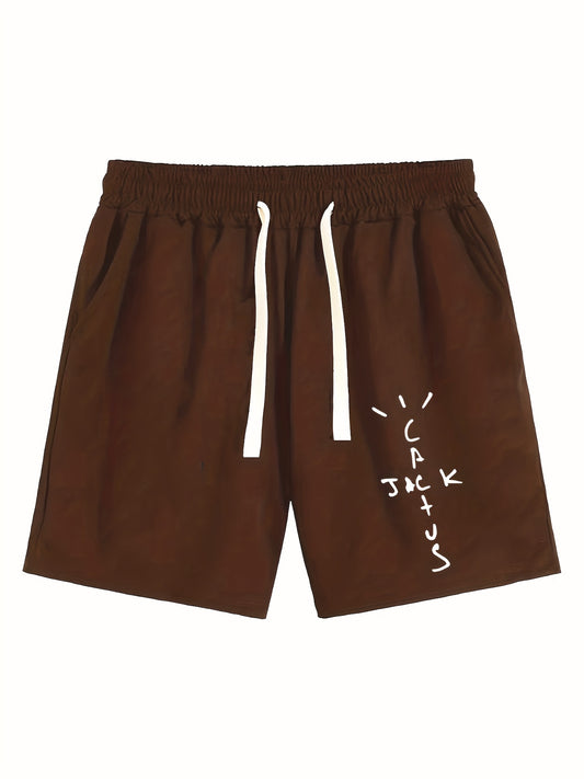 Men's Letter Print Drawstring Shorts for Summer
