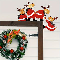 Christmas Santa & Reindeer Wooden Door Frame Decor