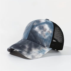 Tie Dye Print Trucker Hat Gradient Baseball Cap Mesh Sun Shade Dad Hats