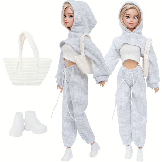 5pcs Doll Clothes Set for 29 Girl Dolls, 3 Clothing, 2 Bags, Sport Shoes