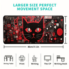 Cyber Kitten Pattern Mouse Pad - Anime Office Keyboard Pad