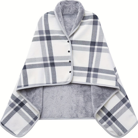 Multifunctional Shawl Blanket Double Layer Flannel Wearable Blanket