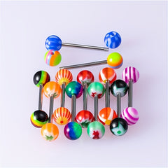10pcs Colorful Acrylic Ball Tongue Barbell Stud Nipple Ring Tragus