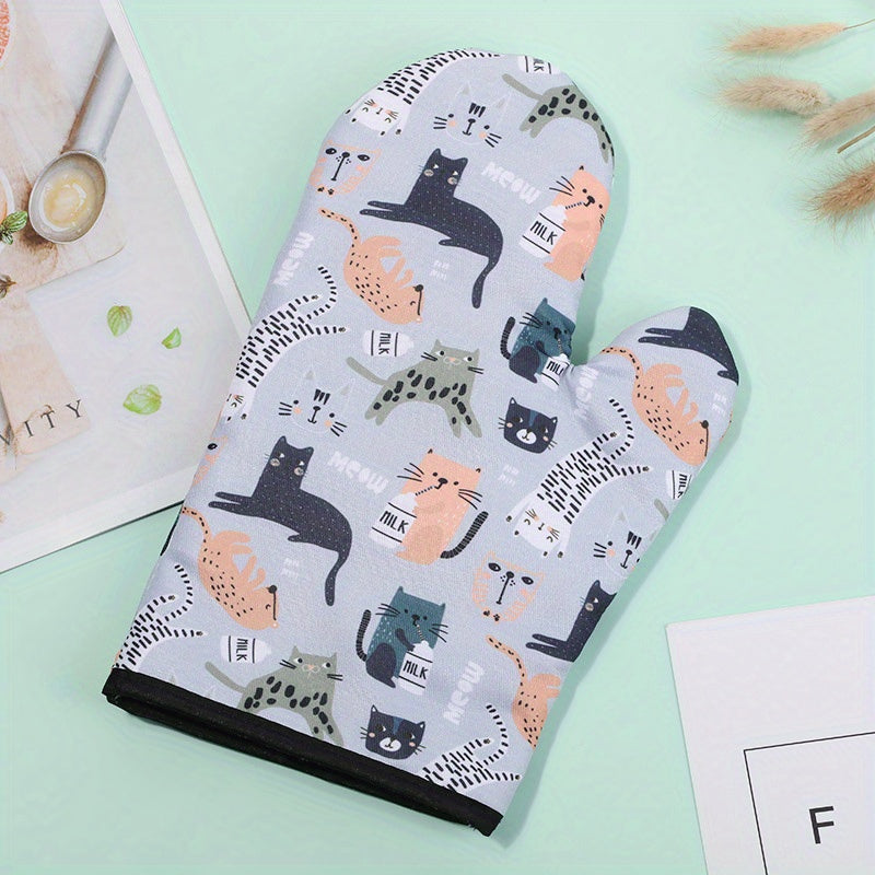 Cartoon Cat Oven Insulation Gloves - Microwave & Baking Gloves
