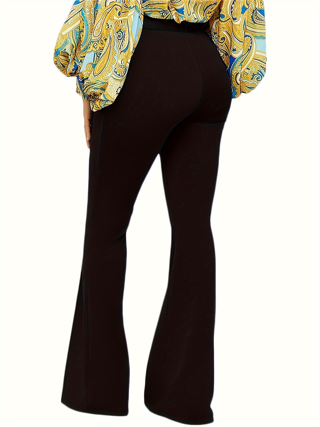  High Waist Flared Leg Stretch Trousers