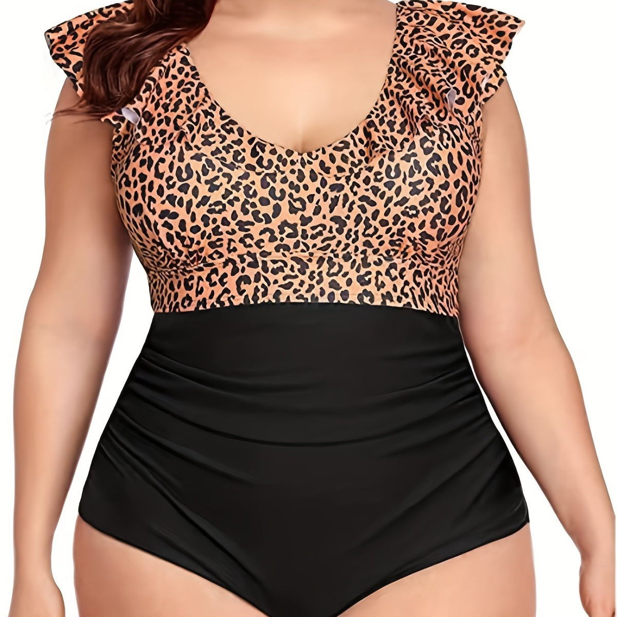  Vacay Bodysuit Colorblock Leopard Print Swimsuit