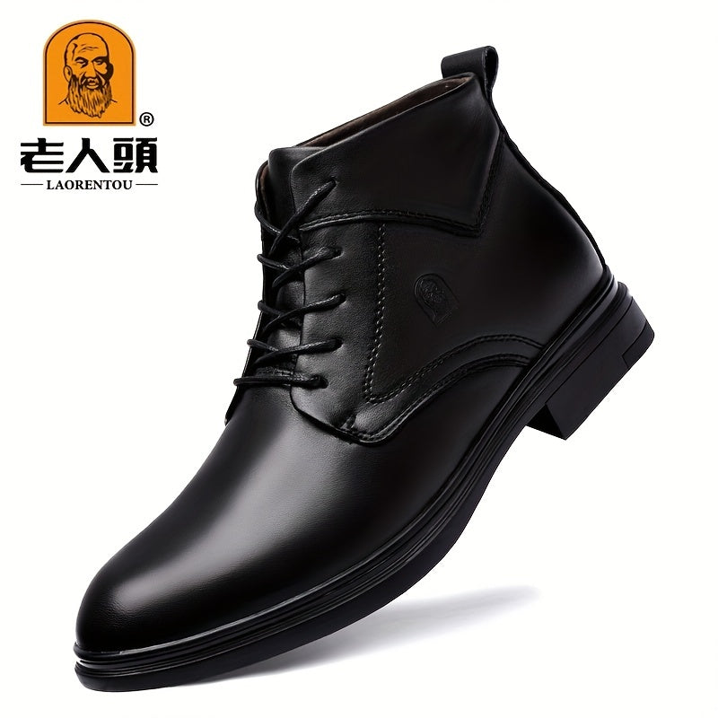 Men's Low Heel Ankle Boots Lace up Boots Casual Walking Shoes