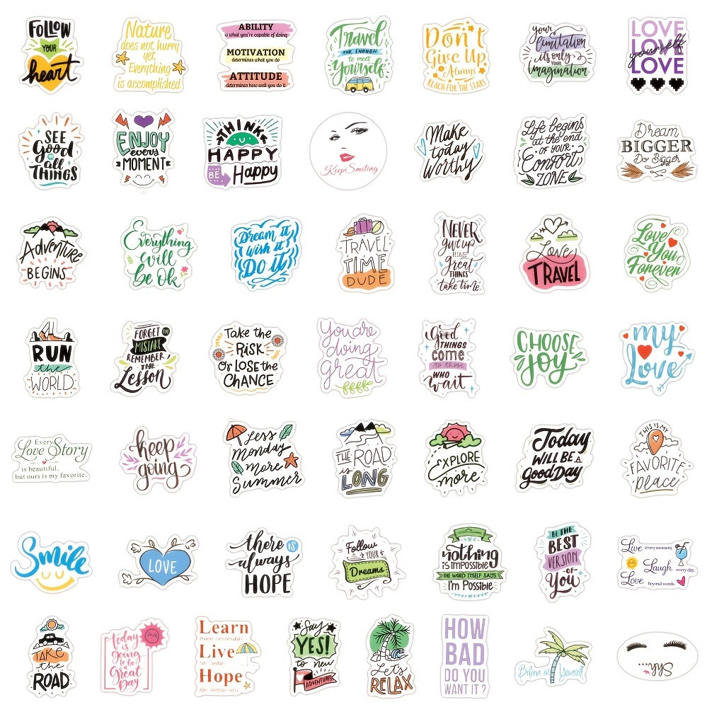 100pcs Inspirational Stickers Pack Vinyl Quote Affirmation Positive Stickers