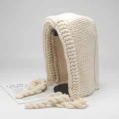 Women's Winter Hat Knitted Braided Hoodie, Valentine's Day Gift