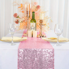 Pink Golden Sequin Table Runner 30x182cm Glitter Table Cloth for Wedding