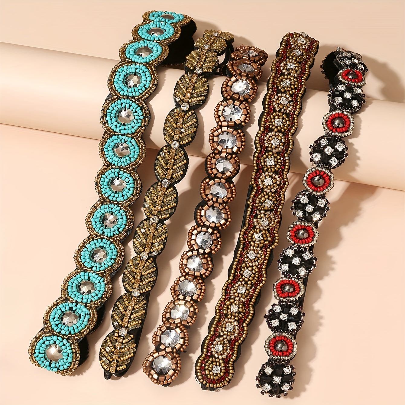 Bohemian Beaded Nail Beads Hand Sewing Beads Rhinestone Hairband