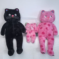 Polka Dot Cat Plush Toy with Pink Accents