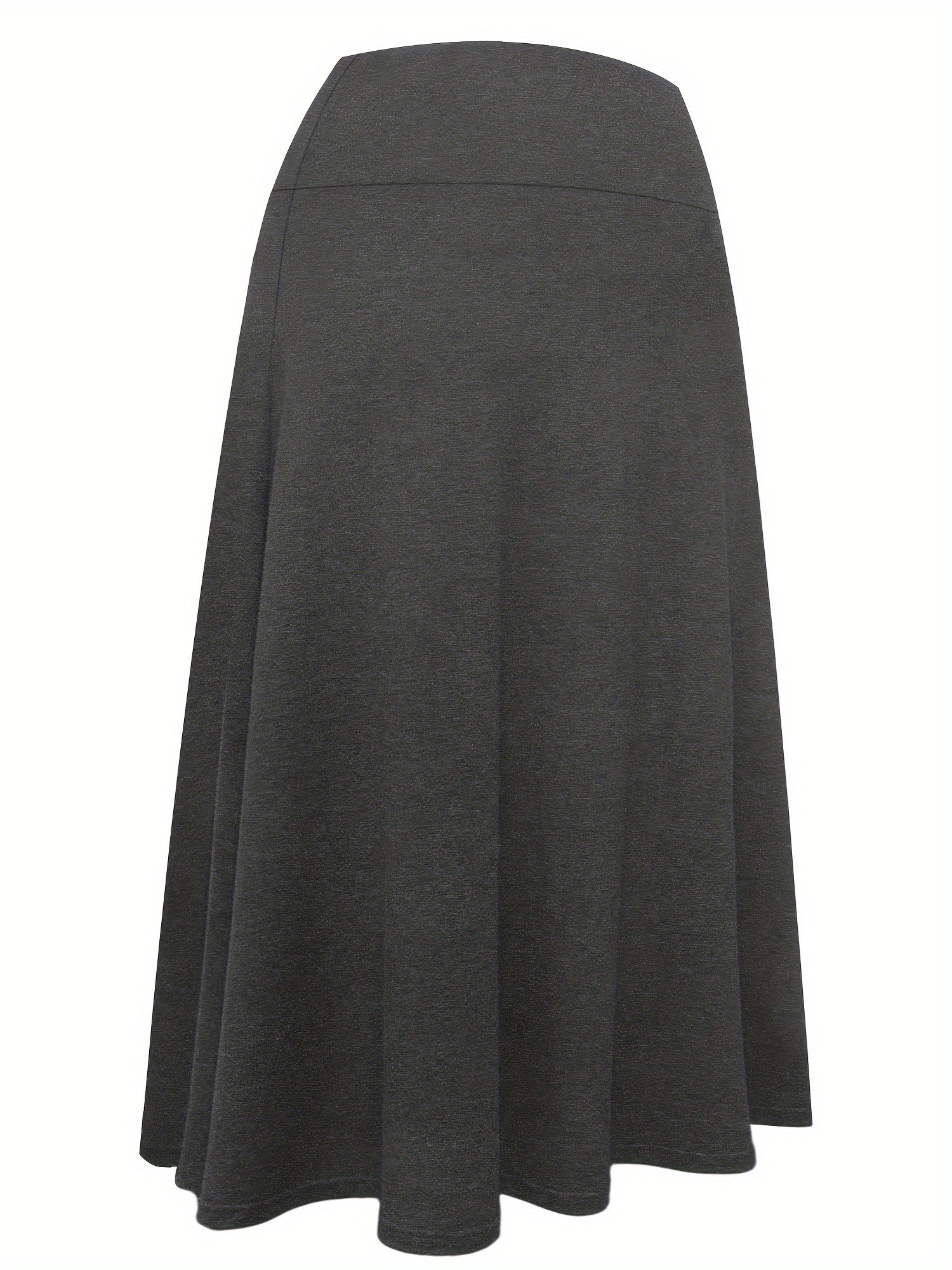  A-Line Stretch Skirt Wide Waistband Solid Color