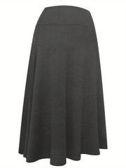  A-Line Stretch Skirt Wide Waistband Solid Color