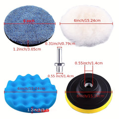 13-Piece Car Foam Polishing Pad Kit 6-Inch Buffing Pad Polisher Attachment