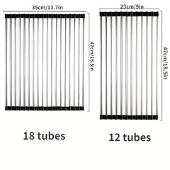 Stainless Steel Sink Drain Rack Over Sink Roll Up Large Dish Drainers Rack