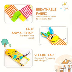 Baby Cartoon Animal Wrist Bell Rattle Socks Set Plush Stuffed Toys