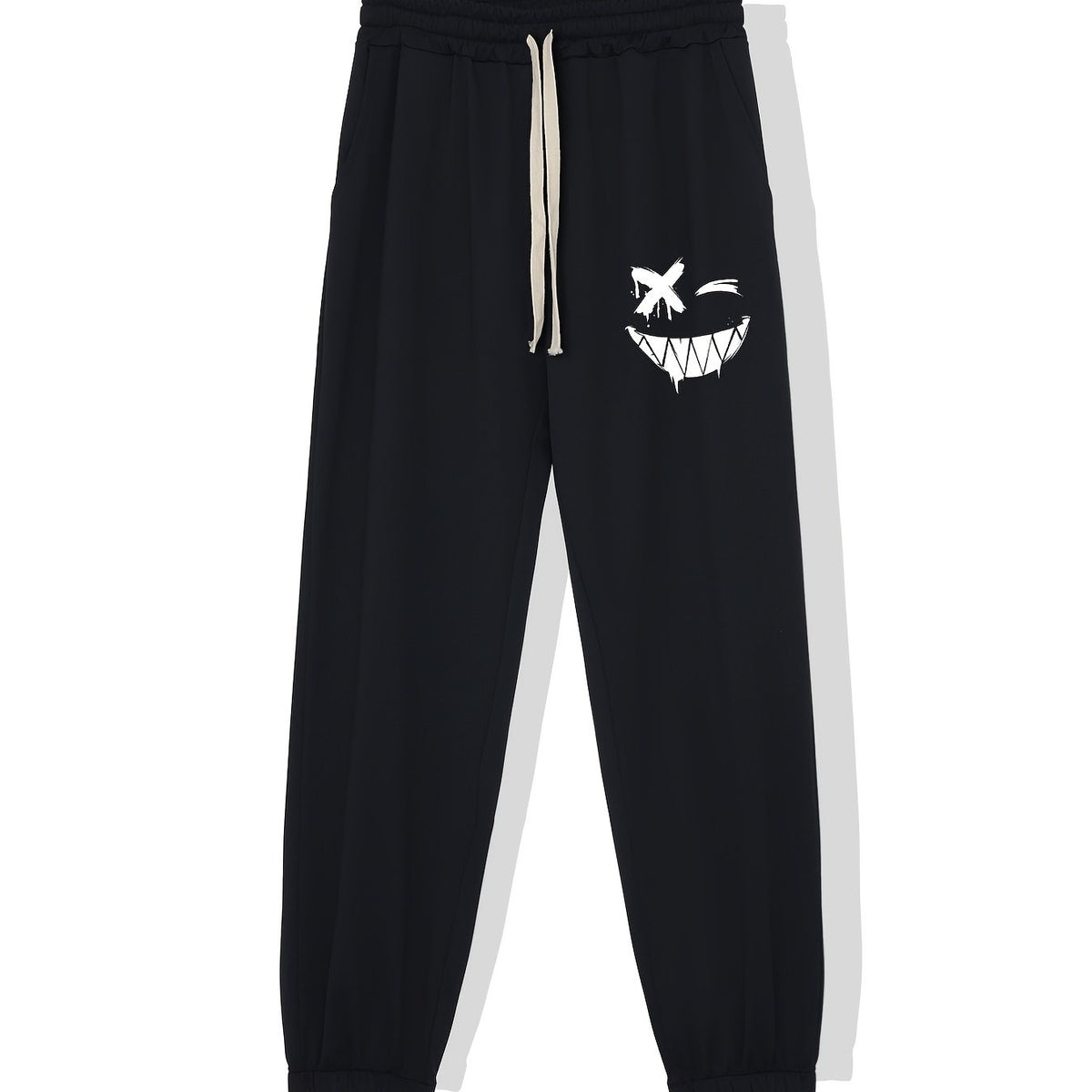 Smiling Expression Print Men's Drawstring Sweatpants