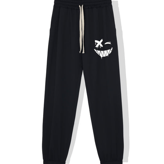 Smiling Expression Print Men's Drawstring Sweatpants